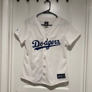 Majestic White and Blue Dodgers Womens Blank Jersey